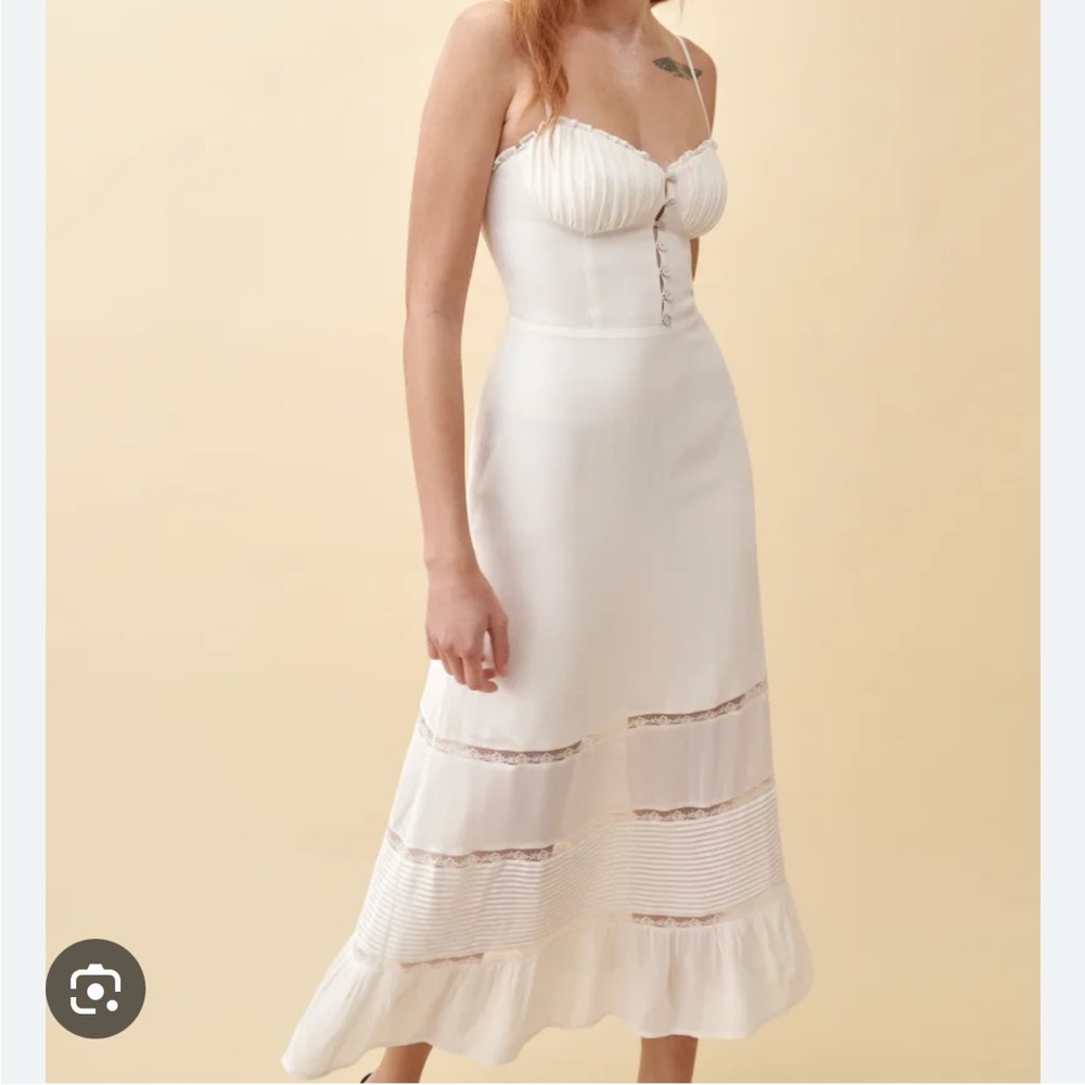 Reformation White Sweetheart Midi Dress